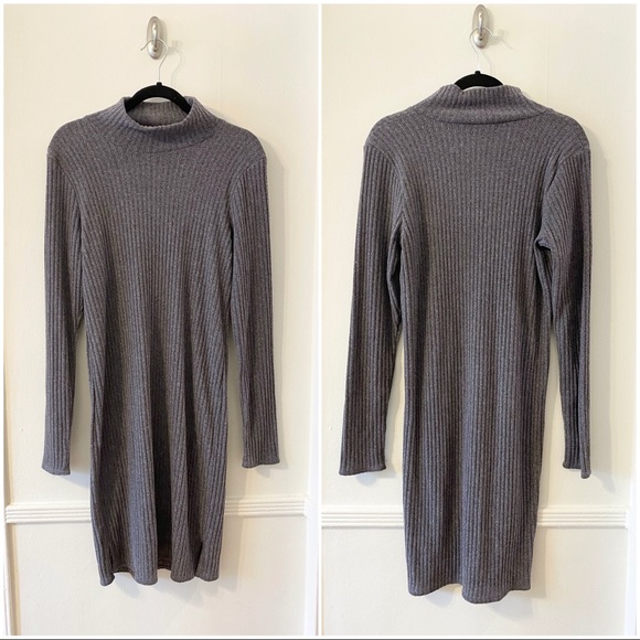 Aritzia Wilfred Free Grey Ribbed Dress Size Large - Picture 2 of 3